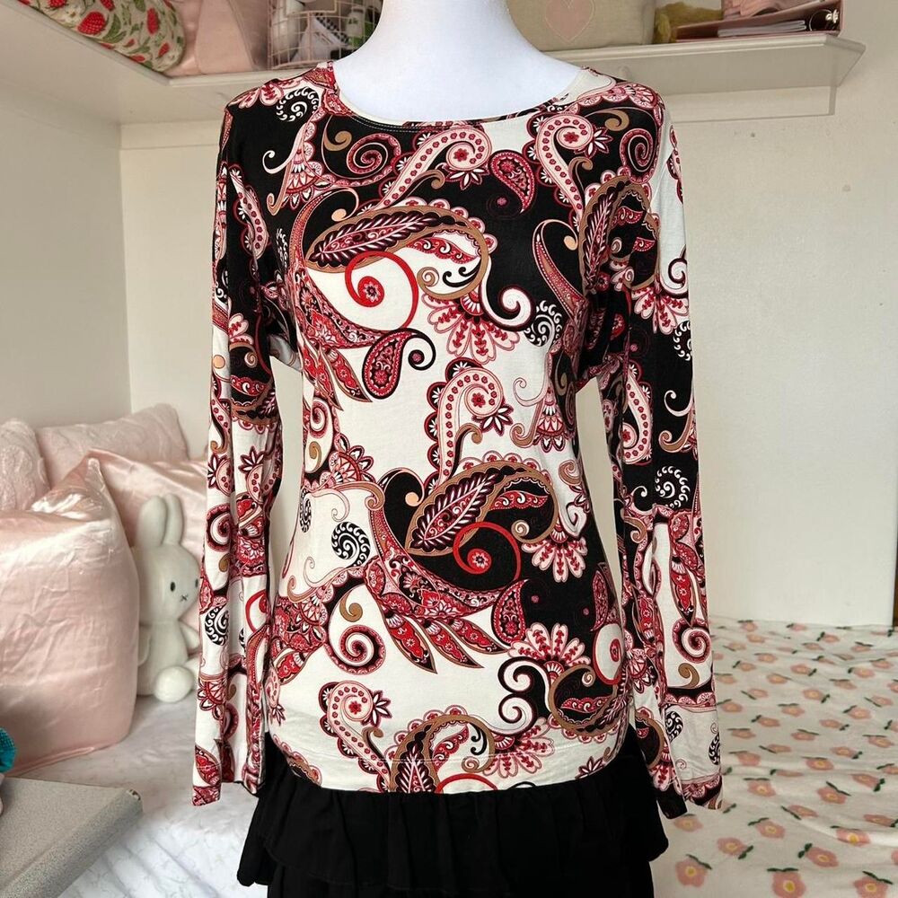 Chico-s Women's Black and Red Shirt